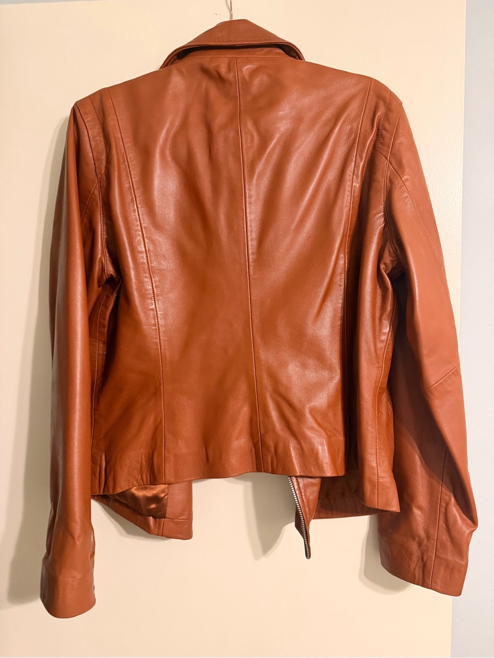 Quince Women's Burnt Tan Leather Biker Jacket - Picture 3 of 3